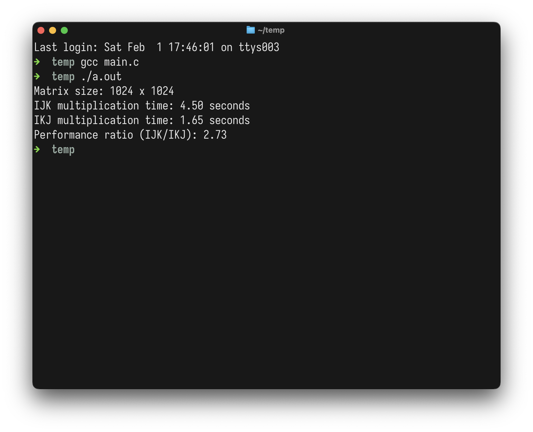 Matrix Multiplication Result